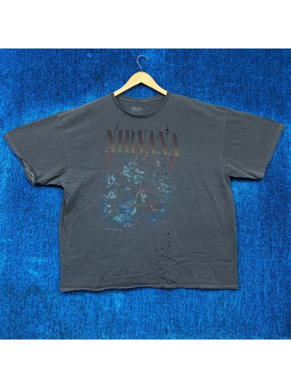 Nirvana Mtv Unplugged Live Set Distressed Grunge Band Tee OS